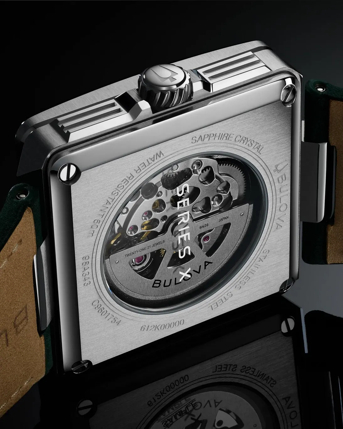 Green Dial Leather Strap Series X 98A343 | Bulova